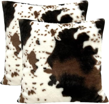 Cove Pillow Covers, Set of 2 - Faux Fur, Double-Sided Cowhide Print