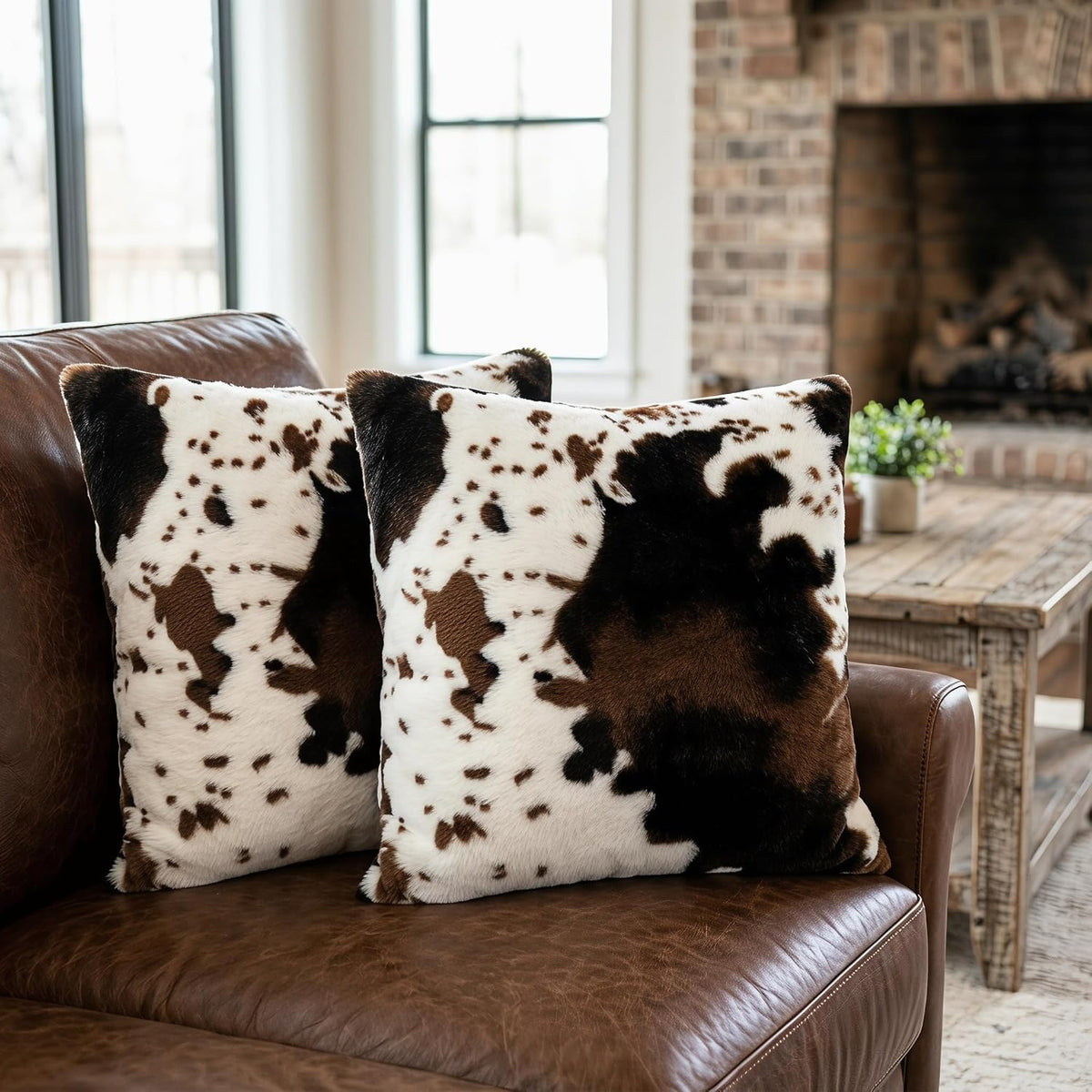 Cove Pillow Covers, Set of 2 - Faux Fur, Double-Sided Cowhide Print