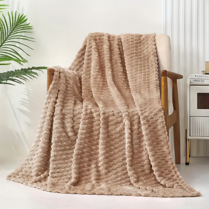 Geometric Plush Fleece Throw Blanket – Soft Polyester for Couch, Bed & Year-Round Warmth in Living Room, Bedroom