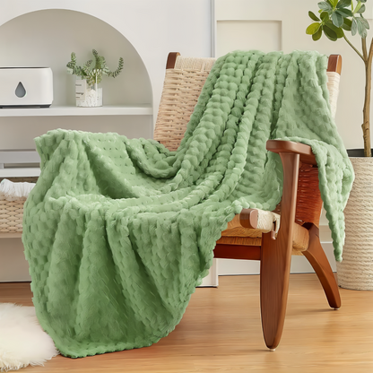 Geometric Plush Fleece Throw Blanket – Soft Polyester for Couch, Bed & Year-Round Warmth in Living Room, Bedroom