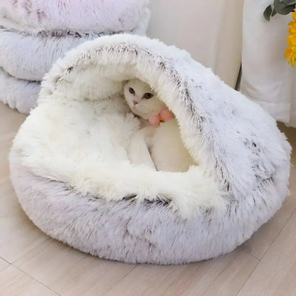 Hooded Cave-Style Pet Bed for Small Dogs & Cats – Plush Hideaway Nest with Non-Slip Base, Moisture-Resistant Shelter for Indoor Relaxation