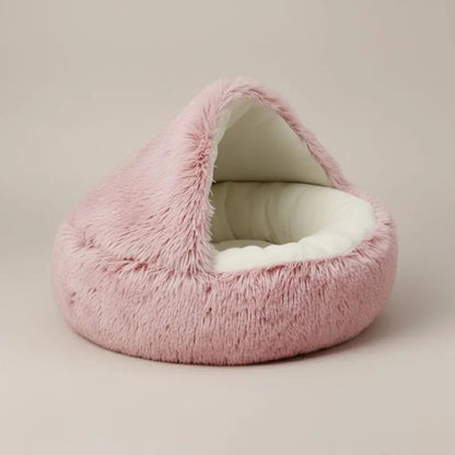 Hooded Cave-Style Pet Bed for Small Dogs & Cats – Plush Hideaway Nest with Non-Slip Base, Moisture-Resistant Shelter for Indoor Relaxation