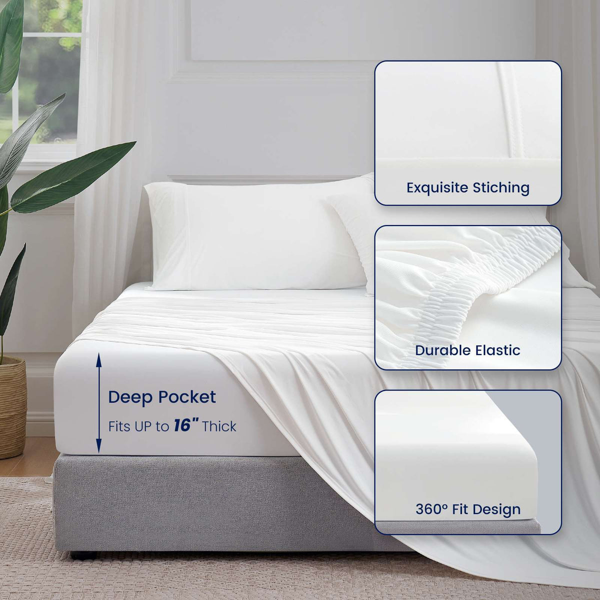 Cozy Bliss | Bedding Set with Performance Cooling Sheets & Deep-Pocket Design | Breathable Comfort for Hot Sleepers
