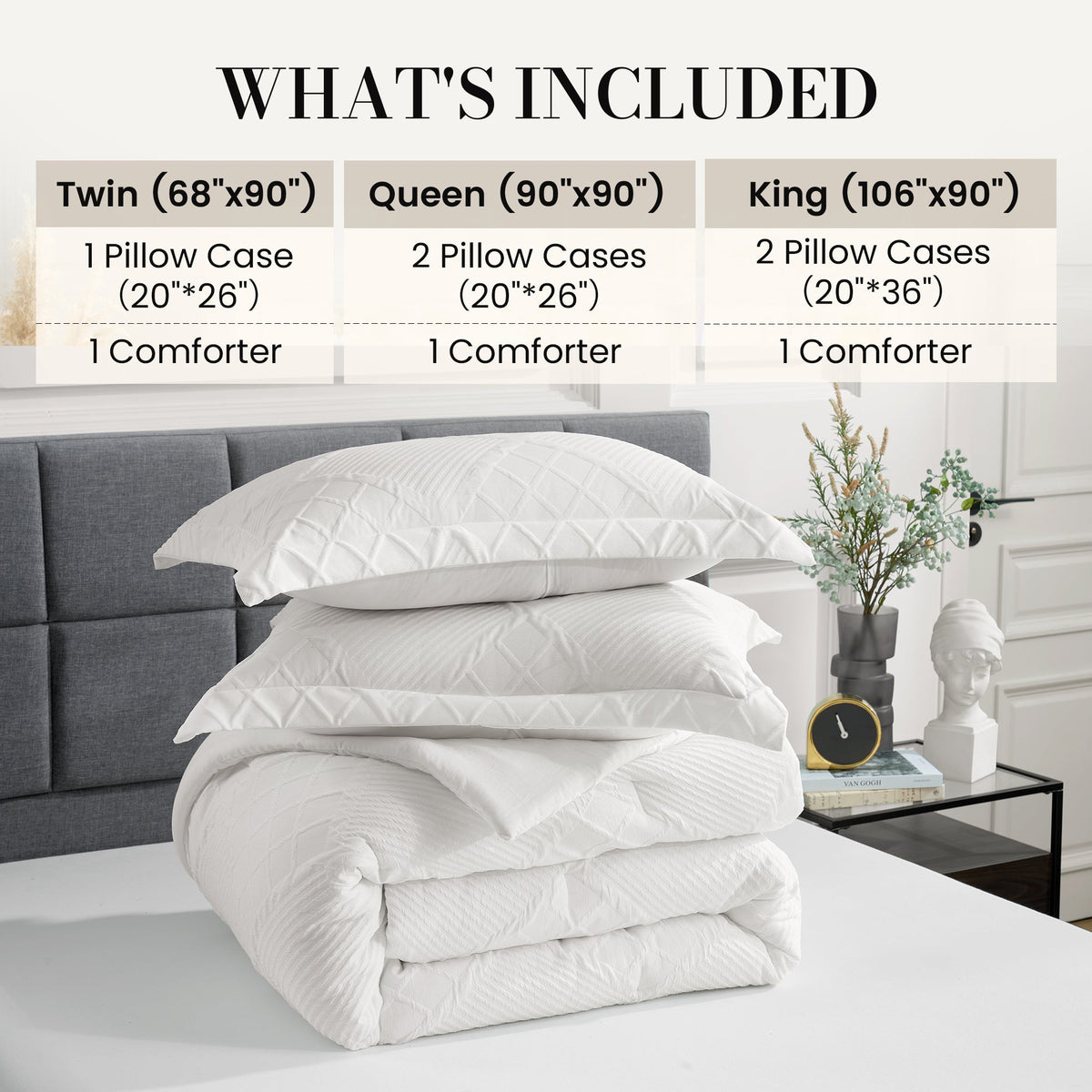 Ortekor Cozy Bliss | King Comforter Set with Reversible Design | Soft Bedding for Year-Round Comfort