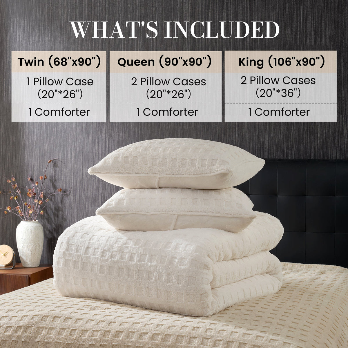Ortekor Cozy Bliss | King Comforter Set with Reversible Design & Soft Waffle Texture | Luxurious Bedding for Cold Weather