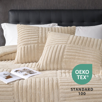 Ortekor Cozy Bliss | King Size Comforter Set with Elegant Stripe Design | Soft Jacquard Fabric for Year-Round Warmth