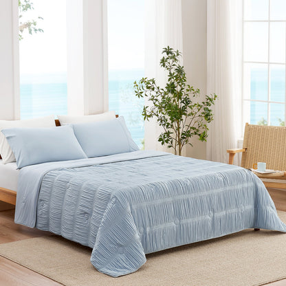 Cozy Bliss | Striped Cooling Comforter Set with Advanced Airflow | Lightweight Design for Hot Sleepers