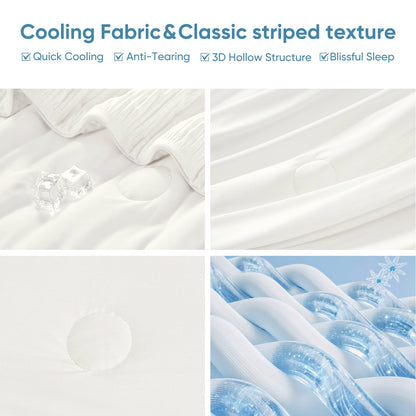 Cozy Bliss | Striped Cooling Comforter Set with Advanced Airflow | Lightweight Design for Hot Sleepers