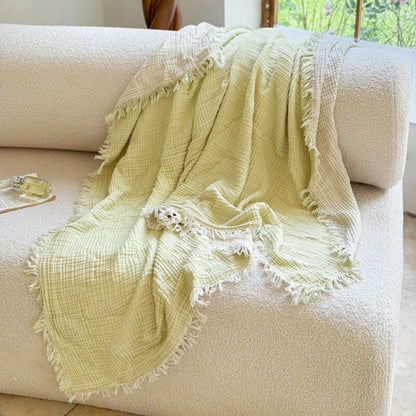 Ortekor Cozy Collection | Soft Muslin Cotton Gauze Blanket with Fringed Edges | Lightweight & Breathable for Year-Round Comfort