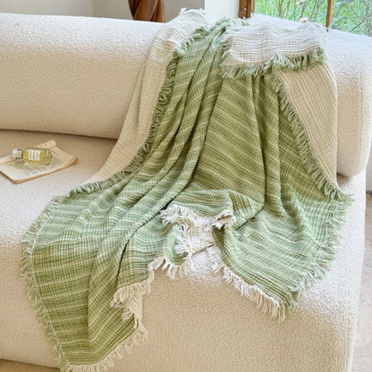 Ortekor Cozy Collection | Soft Muslin Cotton Gauze Blanket with Fringed Edges | Lightweight & Breathable for Year-Round Comfort