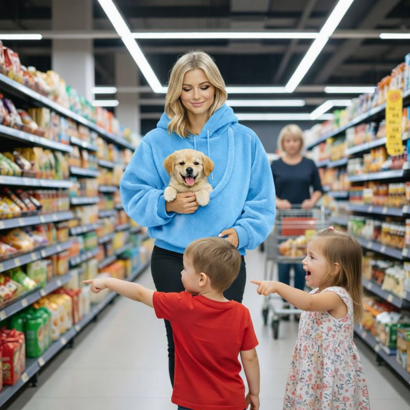 Cozy Pet Carrier Hoodie | Dog Carrier with Soft Front Pouch | Hands-Free Design for Comfort and Bonding
