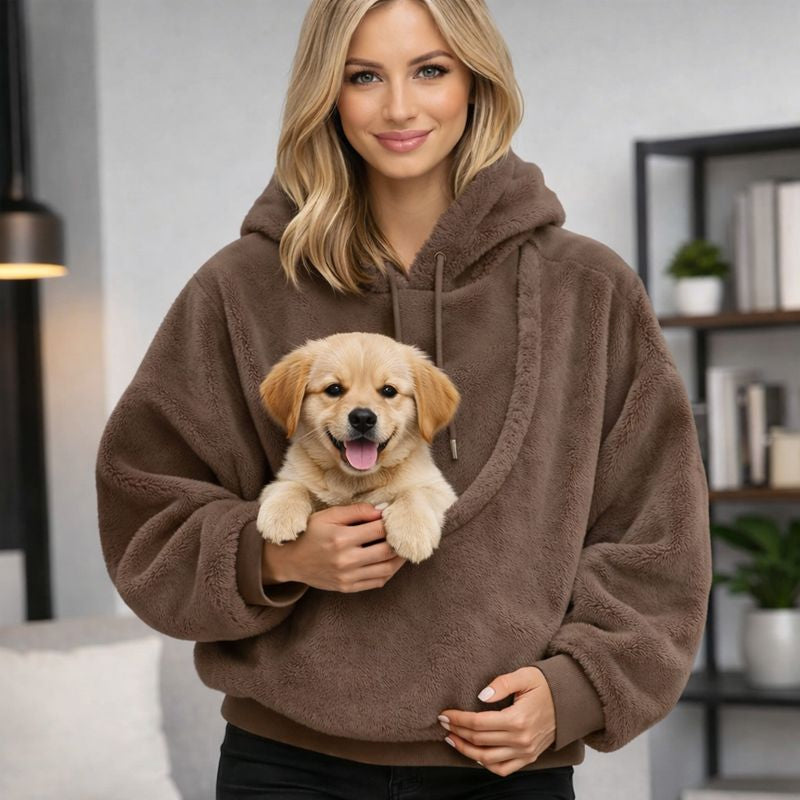 Cat Carrier Hoodie with Front Pouch, Dog Carrier for Small Dogs, Hands Free Pet Carrier Sweatshirt for Travel