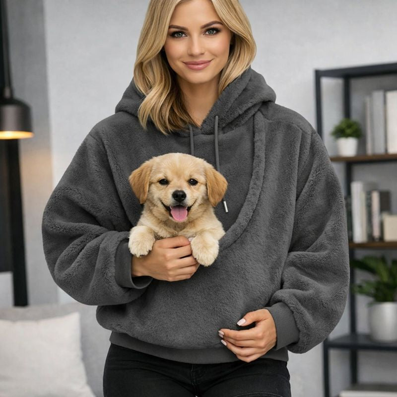 Cozy Pet Carrier Hoodie | Dog Carrier with Soft Front Pouch | Hands-Free Design for Comfort and Bonding