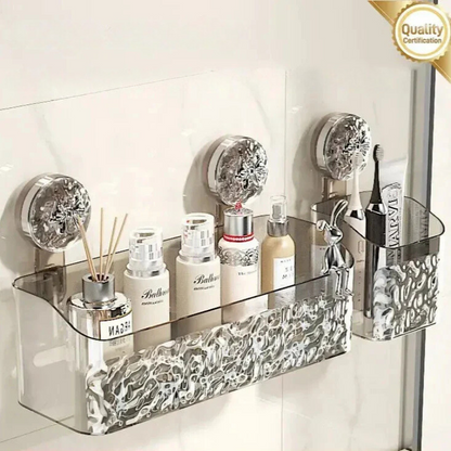 Suction Cup Bathroom Caddy Organizer – No Drill Wall Storage for Shower & Tile | Strong Hold on Smooth Surfaces