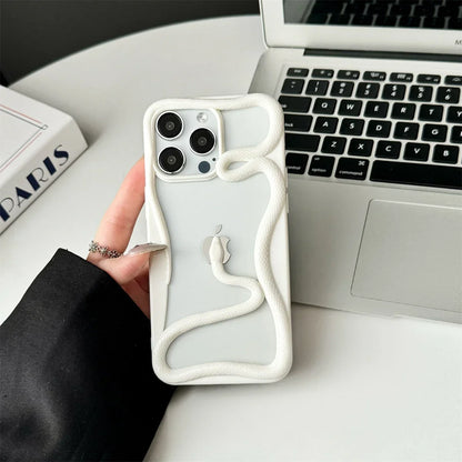 Serpent-Embossed Protective iPhone Case with Raised Edges for 12-17 Models – Shock-Absorbing Hard Shell with Metallic or Matte Finish