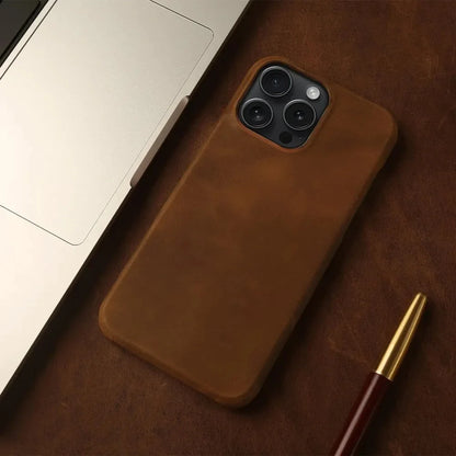Genuine Leather MagSafe-Compatible iPhone Case – Wireless Charging Ready, Raised Edge Protection for Screen & Camera – iPhone 13-17