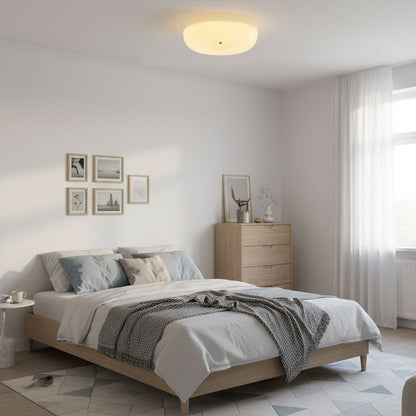 Glass Dome Flush Mount Light Fixture 16 in Cream Round LED Ceiling Lamp for Bedroom Living Room Dining Room Low Profile Dimmable Modern Home