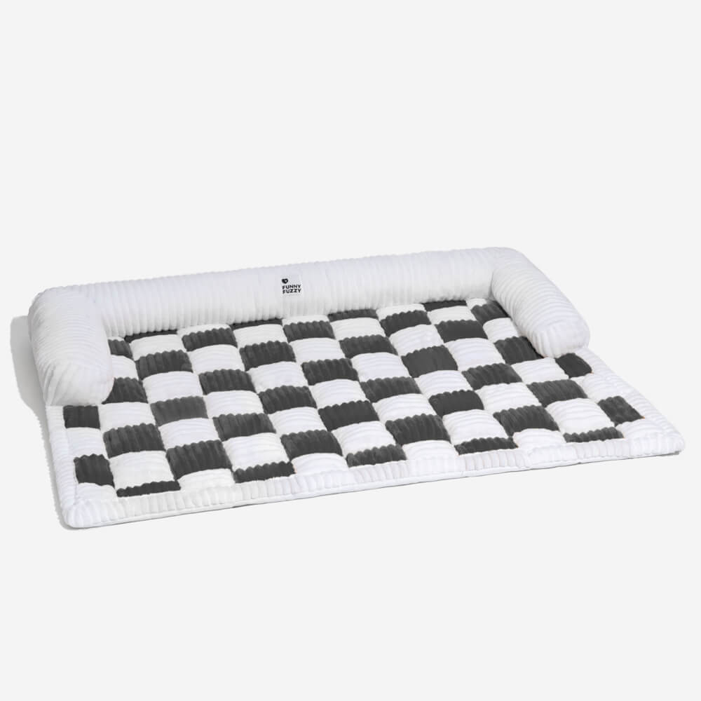 Quilted Pet Furniture Protector Mat – Padded Nonslip Dog Couch Cover for Sofa & Floor | Washable Plaid Pet Blanket