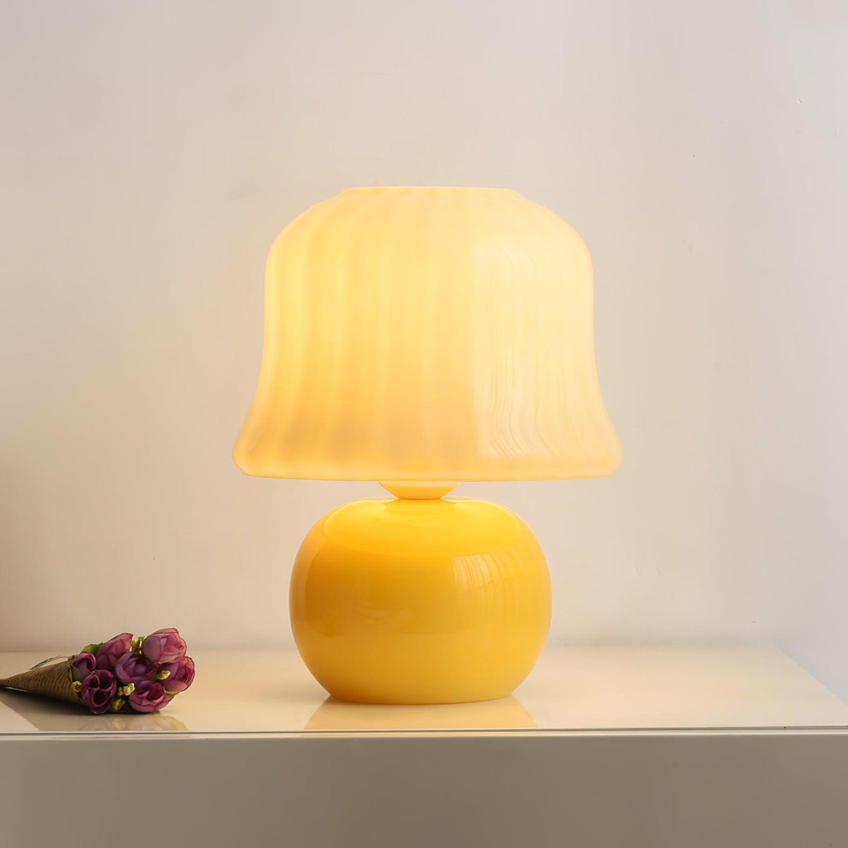 Ceramic Accent Lamp with Enamel Shade 11.4 in Beige for Nightstands Bedrooms Living Rooms Study Desks Side Tables E14 Socket 15W Soft Glow