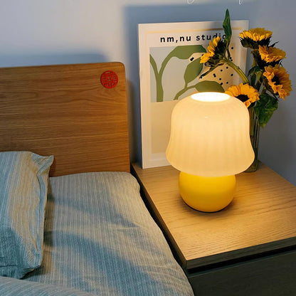 Ceramic Accent Lamp with Enamel Shade 11.4 in Beige for Nightstands Bedrooms Living Rooms Study Desks Side Tables E14 Socket 15W Soft Glow