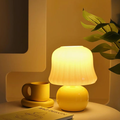 Ceramic Accent Lamp with Enamel Shade 11.4 in Beige for Nightstands Bedrooms Living Rooms Study Desks Side Tables E14 Socket 15W Soft Glow