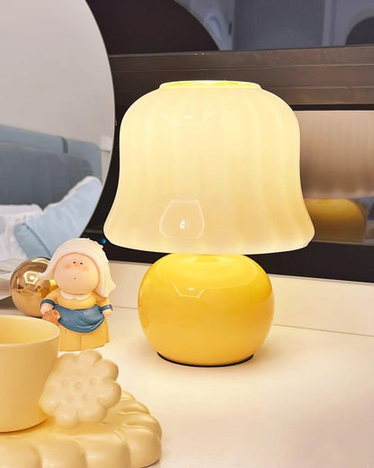 Ceramic Accent Lamp with Enamel Shade 11.4 in Beige for Nightstands Bedrooms Living Rooms Study Desks Side Tables E14 Socket 15W Soft Glow