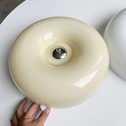 Glass Dome Flush Mount Light Fixture 16 in Cream Round LED Ceiling Lamp for Bedroom Living Room Dining Room Low Profile Dimmable Modern Home
