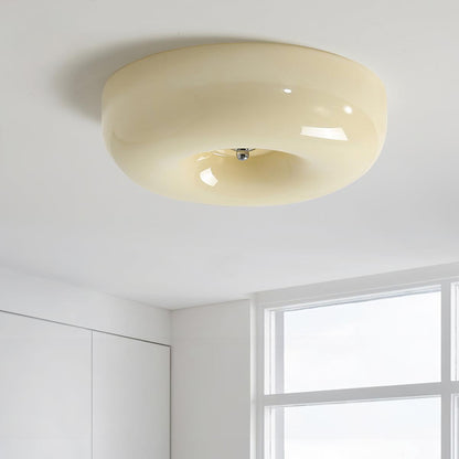 Modern Glass LED Flush Mount Light with Adjustable Color Temperature for Bedroom, Entryway, and Small Spaces