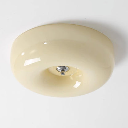 LED Flush Mount Light Fixture Chrome Textured Glass Shade Integrated Lighting 16 in Round Low Profile for Bedroom Living Room Dining Room Co