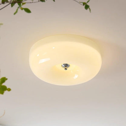 Round Glass Flush Mount LED Light Fixture – Adjustable 3000K/4000K/6000K Integrated Overhead Lighting for Bedrooms, Hallways & Low-Ceiling L