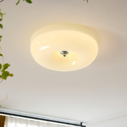 Round Glass Flush Mount LED Light Fixture – Adjustable 3000K/4000K/6000K Integrated Overhead Lighting for Bedrooms, Hallways & Low-Ceiling L