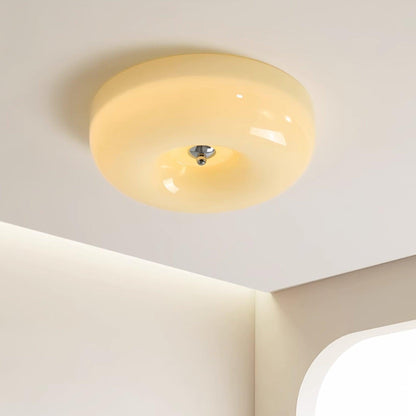 Modern Glass LED Flush Mount Light with Adjustable Color Temperature for Bedroom, Entryway, and Small Spaces