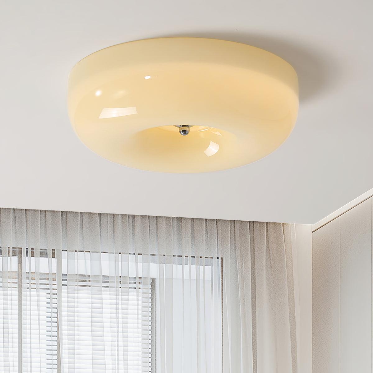 Round Glass Flush Mount LED Light Fixture – Adjustable 3000K/4000K/6000K Integrated Overhead Lighting for Bedrooms, Hallways & Low-Ceiling L