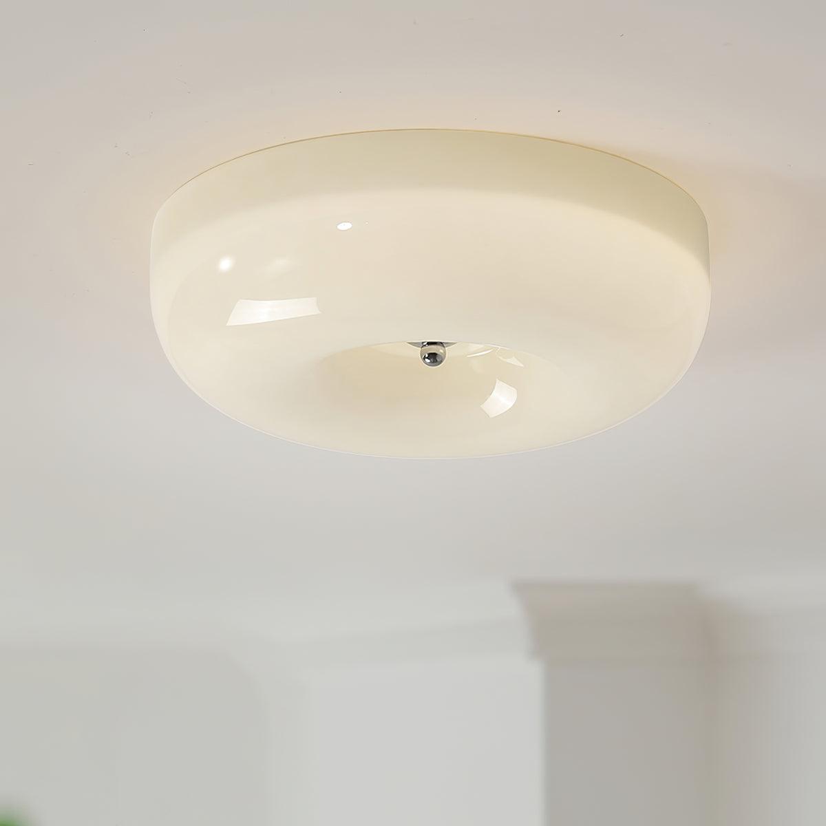Round Glass Flush Mount LED Light Fixture – Adjustable 3000K/4000K/6000K Integrated Overhead Lighting for Bedrooms, Hallways & Low-Ceiling L