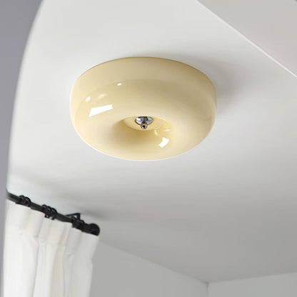 Swirled Glass Flush Mount Ceiling Light with Integrated LED – Chrome Finish – Dimmable Warm White – Modern Ceiling Lamp for Bedroom Living