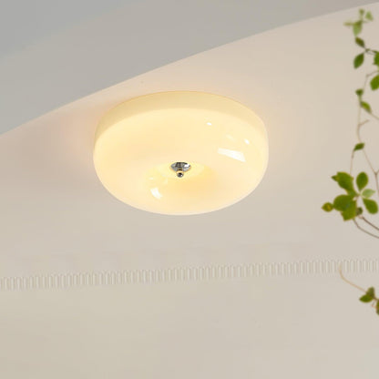 Swirled Glass Flush Mount Ceiling Light with Integrated LED – Chrome Finish – Dimmable Warm White – Modern Ceiling Lamp for Bedroom Living
