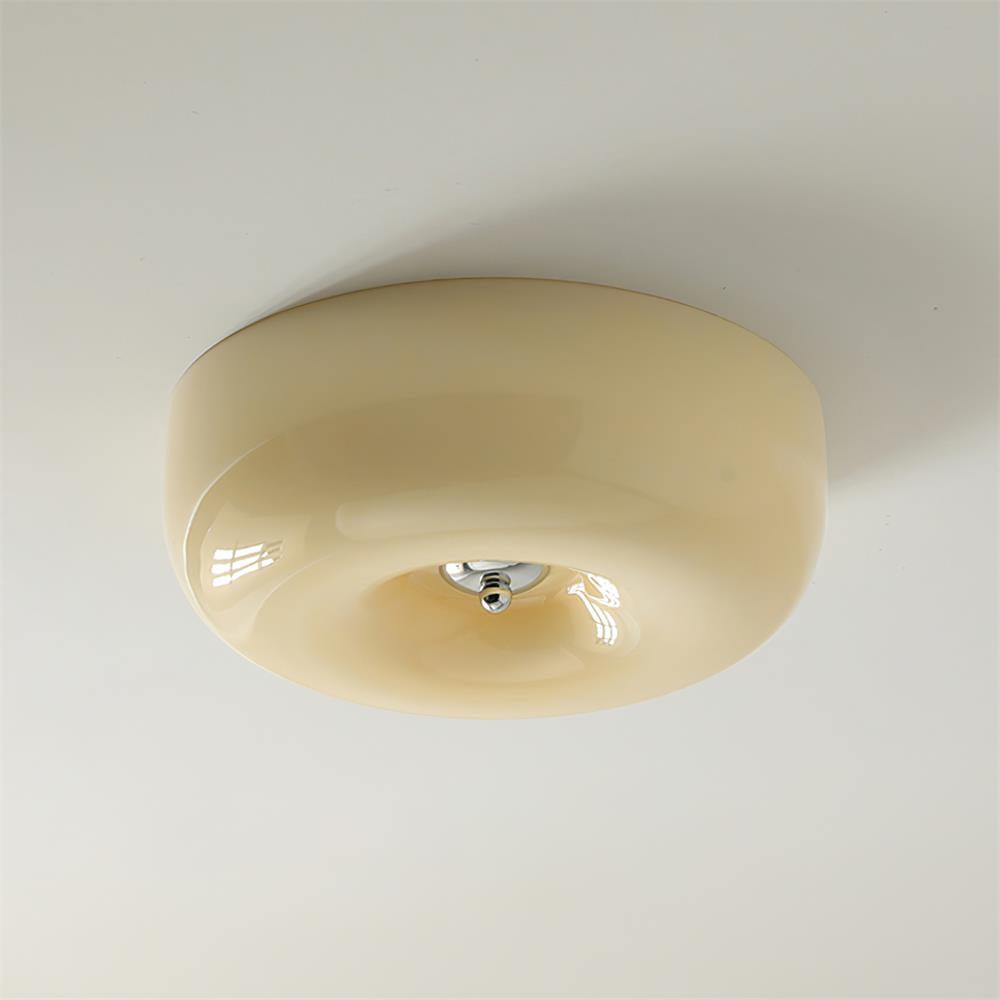 Swirled Glass Flush Mount Ceiling Light with Integrated LED – Chrome Finish – Dimmable Warm White – Modern Ceiling Lamp for Bedroom Living