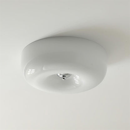 LED Flush Mount Light Fixture Chrome Textured Glass Shade Integrated Lighting 16 in Round Low Profile for Bedroom Living Room Dining Room Co