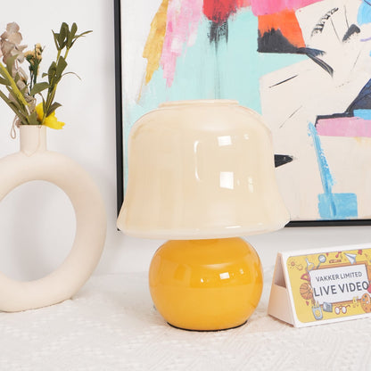 Ceramic Accent Lamp with Enamel Shade 11.4 in Beige for Nightstands Bedrooms Living Rooms Study Desks Side Tables E14 Socket 15W Soft Glow