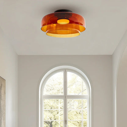 Layered Glass Ceiling Light Modern Multi-Tier Flush Mount Fixture with LED Hardwired for Kitchen Dining Room Bedroom Living Room
