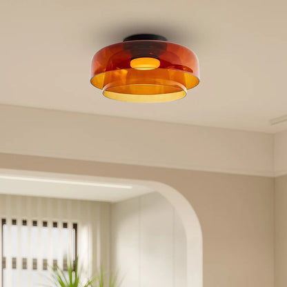 Layered Glass Ceiling Light Modern Multi-Tier Flush Mount Fixture with LED Hardwired for Kitchen Dining Room Bedroom Living Room