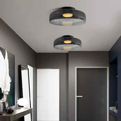 Layered Glass Ceiling Light Modern Multi-Tier Flush Mount Fixture with LED Hardwired for Kitchen Dining Room Bedroom Living Room