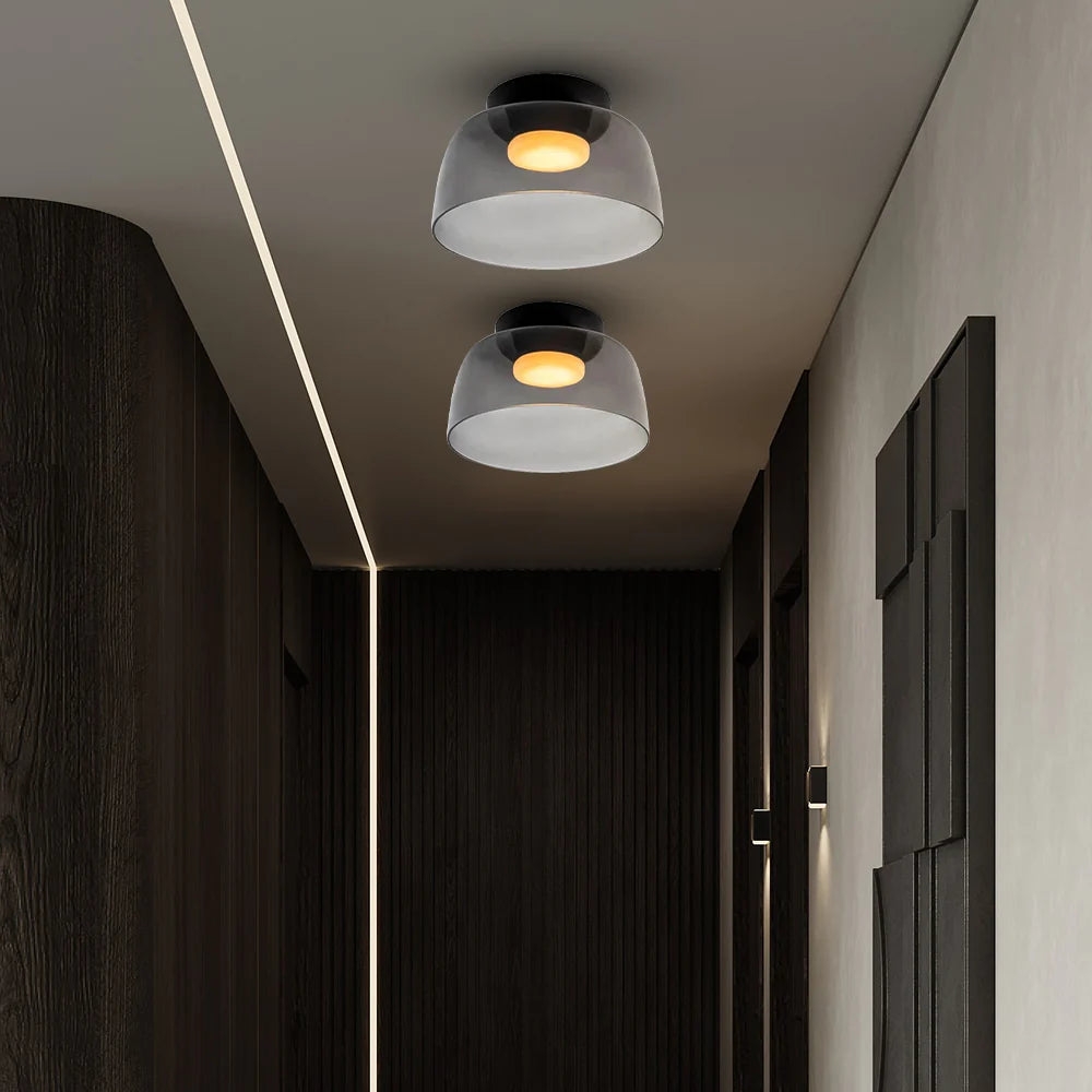 Layered Glass Ceiling Light Modern Multi-Tier Flush Mount Fixture with LED Hardwired for Kitchen Dining Room Bedroom Living Room