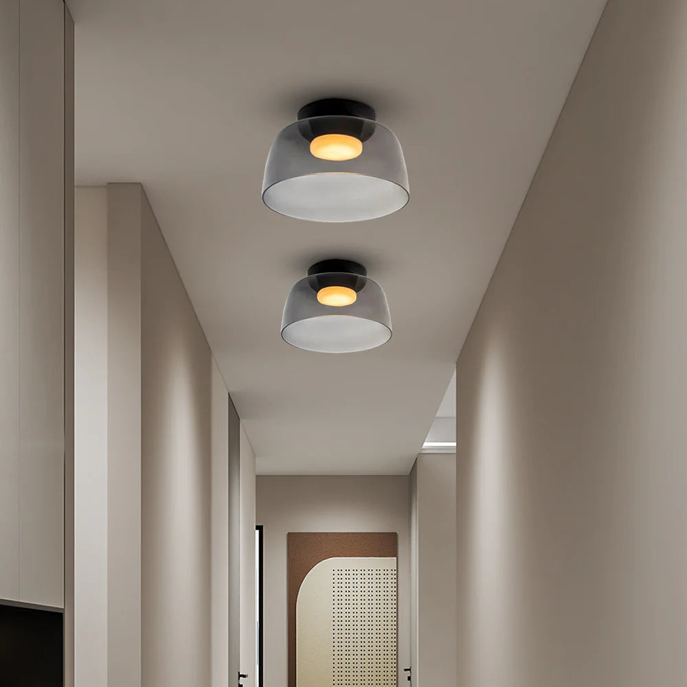 Layered Glass Ceiling Light Modern Multi-Tier Flush Mount Fixture with LED Hardwired for Kitchen Dining Room Bedroom Living Room