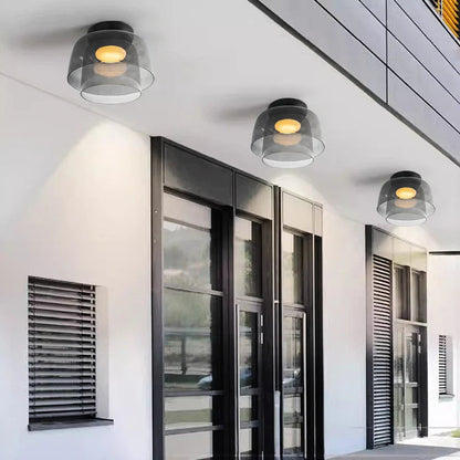 Layered Glass Ceiling Light Modern Multi-Tier Flush Mount Fixture with LED Hardwired for Kitchen Dining Room Bedroom Living Room
