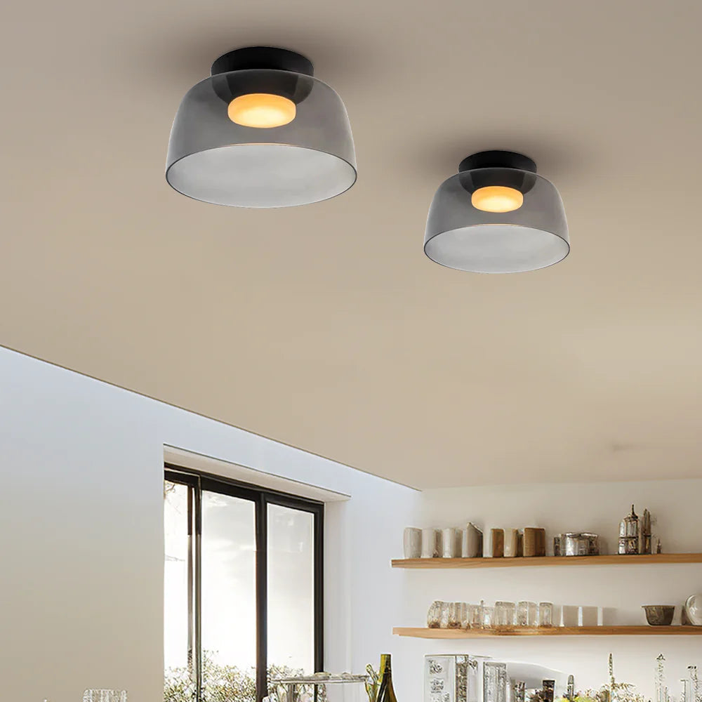 Layered Glass Ceiling Light Modern Multi-Tier Flush Mount Fixture with LED Hardwired for Kitchen Dining Room Bedroom Living Room