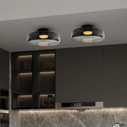 Layered Glass Ceiling Light Modern Multi-Tier Flush Mount Fixture with LED Hardwired for Kitchen Dining Room Bedroom Living Room