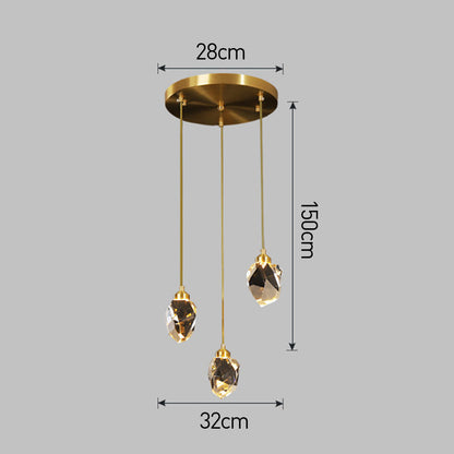 Adjustable Drop Fixture with Clear Tapered Shade & Brass Accents for Kitchen Islands, Breakfast Nooks, Entryways
