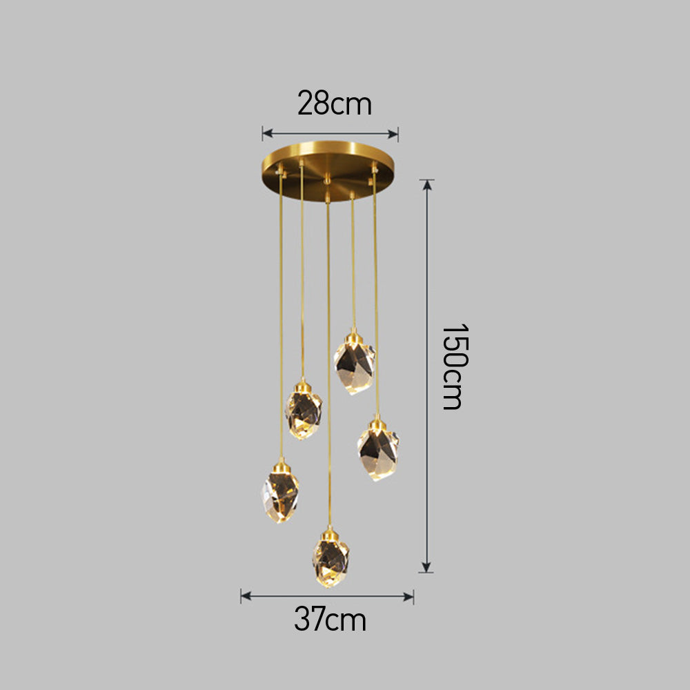 Adjustable Drop Fixture with Clear Tapered Shade & Brass Accents for Kitchen Islands, Breakfast Nooks, Entryways