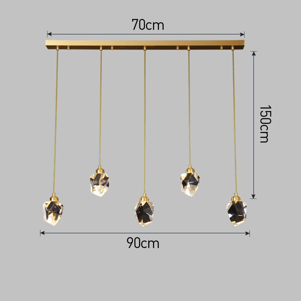 Adjustable Drop Fixture with Clear Tapered Shade & Brass Accents for Kitchen Islands, Breakfast Nooks, Entryways